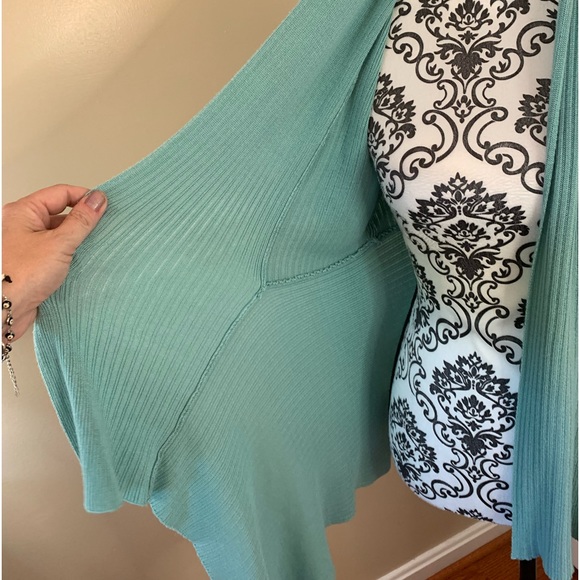 Belladini open cardigan, knitted/ fitted, turquoise color, size XL - Picture 4 of 8